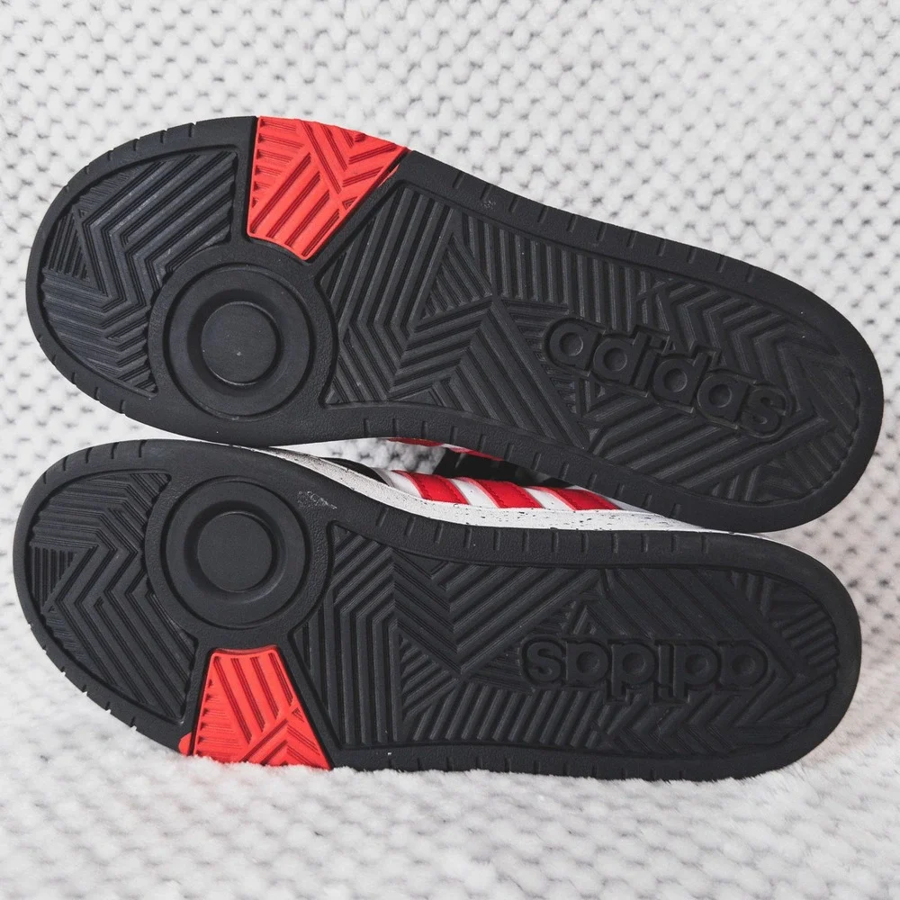 Adidas Hoops 3.0 Mid Sneakers Mens Size 6 White Black Red Speckled Basketball